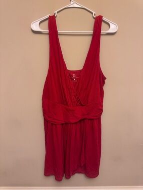 New York & Company Red Sleeveless Wrap-Front Tank
